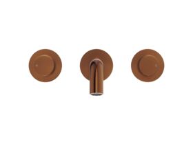 Supporting Image 2 - Mizu Drift Dial Wall Basin/Bath Set 200mm Brushed Bronze (6 Star) Lead Free - Front