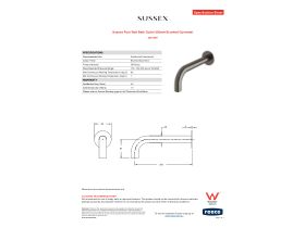 Specification Sheet - Sussex Pure Wall Bath Outlet 200mm Brushed Gunmetal