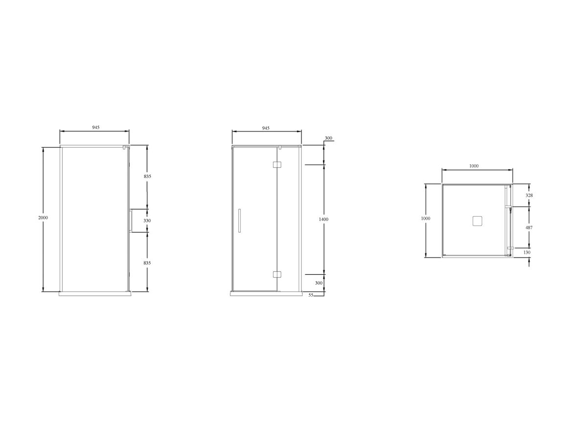 Kado Lux Shower System 1000x1000 Centre Outlet Chrome Plated