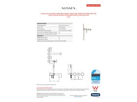 Specification Sheet - Sussex Pure Progressive Bath Mixer System 160mm with Handshower Right Hand with Linear Textured Handles PVD Brushed Nickel (3 Star) Lead Free