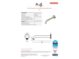 Specification Sheet - Milli Etch Wall Basin / Bath Outlet 250mm Brushed Nickel (6 Star)