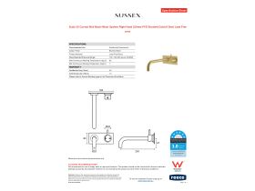 Specification Sheet - Scala 25 Curved Wall Basin Mixer System Right Hand 250mm PVD Brushed Gold (6 Star) Lead Free
