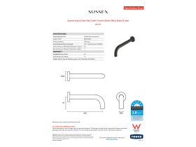 Specification Sheet - Sussex Scala 25mm Wall Outlet Curved 200mm Matte Black (6 Star)