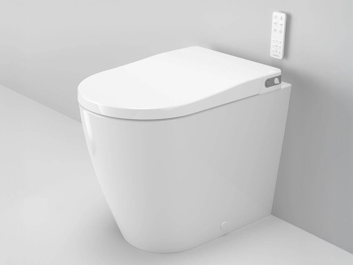 In Situ - Caroma Forma II Bidet Cleanflush Invisi Back to Wall Overheight Toilet Suite Gloss White (4 Star)