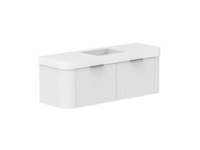 Supporting Image 2- Kado Neue Fluted Double Curve All Drawer 1500mm Wall Hung Vanity with Centre Basin Durasein 90mm Top Ultra White
