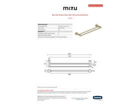 Specification Sheet - Mizu Silk Double Towel Rail 750mm Brushed Brass