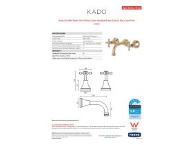 Specification Sheet - Kado Era Wall Basin Set 150mm Cross Handles Brass Gold (5 Star) Lead Free
