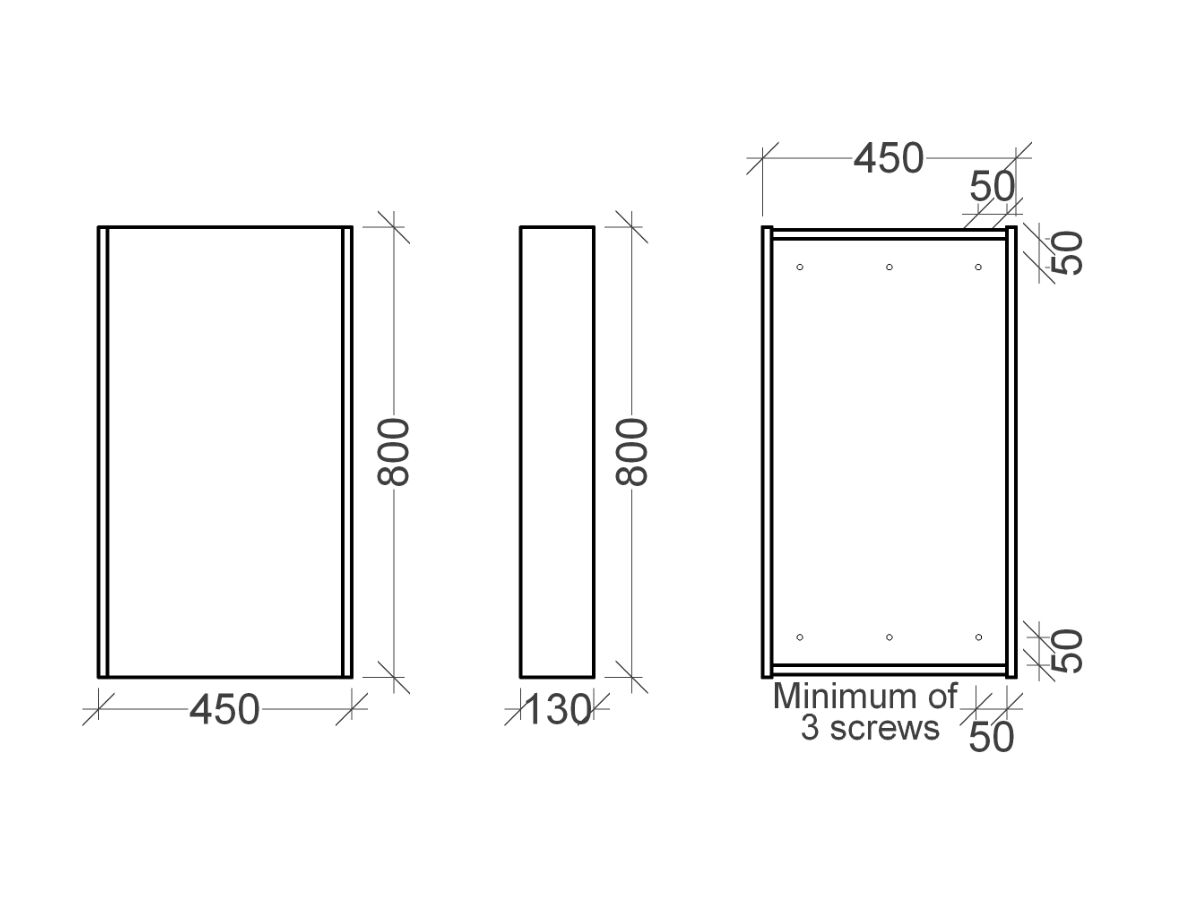 Kado Arc Shaving Cabinet 450W X 800H X 130D Single Door - Solid Timber Sides