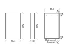 Kado Arc Shaving Cabinet 450W X 800H X 130D Single Door - Solid Timber Sides