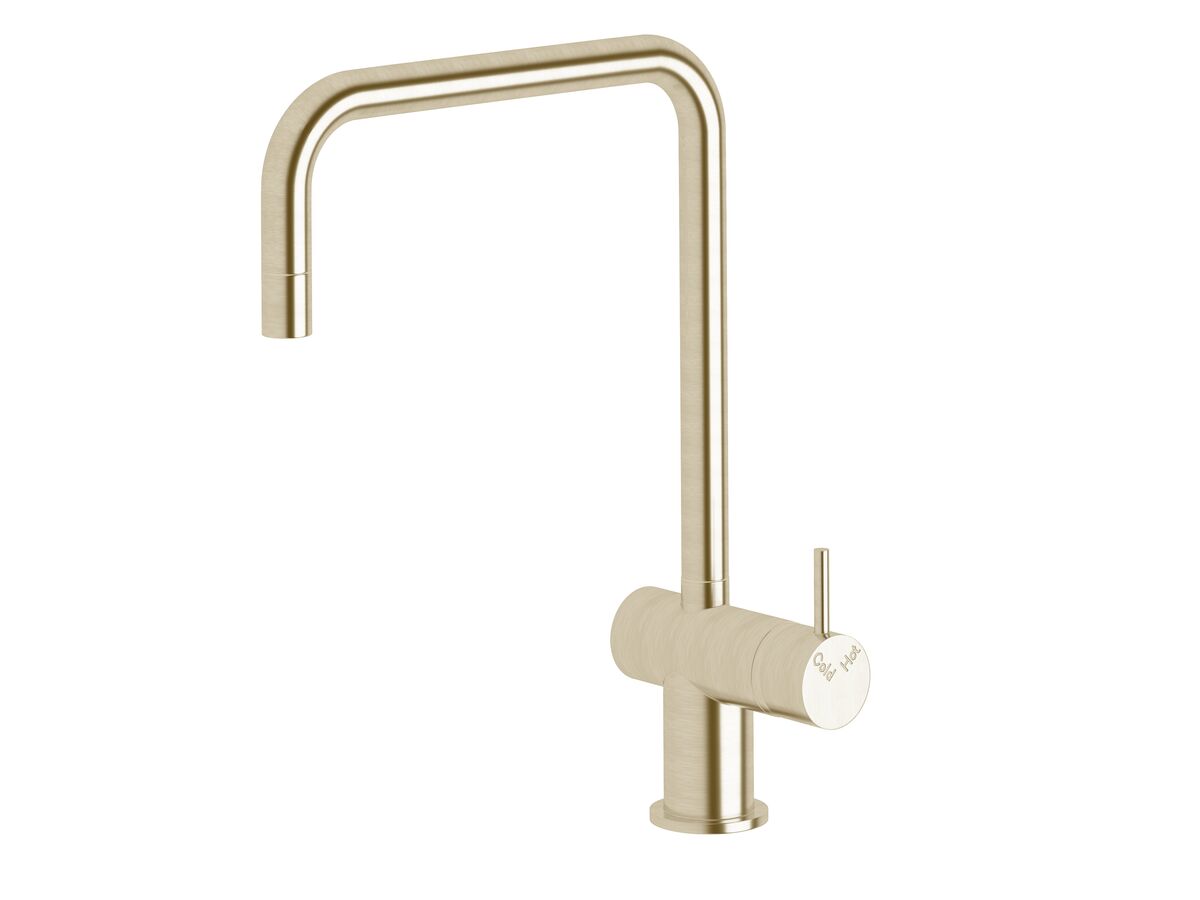 Sussex Scala Mini Sink Mixer Tap Large Square Right Hand LUX PVD Brushed Platinum Gold (5 Star)
