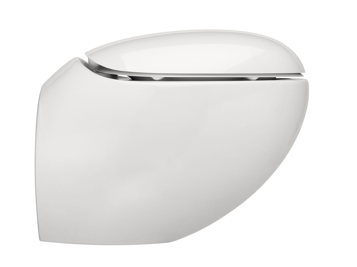 Supporting Image - LAUFEN Alessi Rimless Wall Hung Pan with Soft Close Seat White (4 Star) - Side