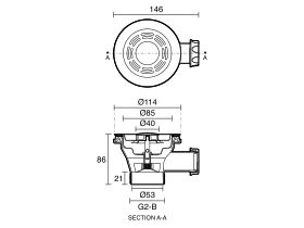 Technical Drawing - Memo 90mm x 50mm Easy Grip Sink Basket Waste Overflow Brushed Stainless Steel