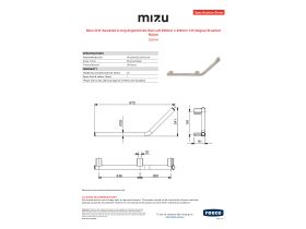 Specification Sheet - Mizu Drift Assisted Living Angled Grab Rail Left 260mm x 346mm 135 Degree Brushed Nickel