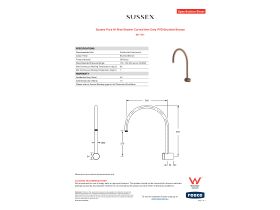 Specification Sheet - Sussex Pure Hi-Rise Shower Curved Arm Only PVD Brushed Bronze