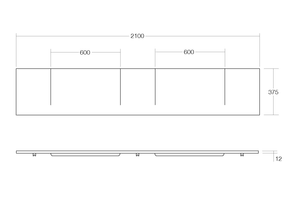 Linea Double Washplane 2100 Solid Surface White