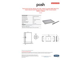 Specification Sheet - Posh Solus Tile Over Shower Tray with 1160mm Long Rear Matte Black Tile Insert Channel Suits Tiles up to 8mm (For 2 Wall / Corner Install) 1200mm x 900mm