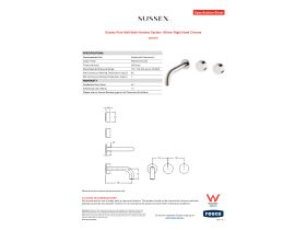 Specification Sheet - Sussex Pure Wall Bath Hostess System 160mm Right Hand Chrome