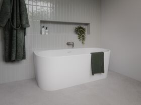 In Situ - Posh Solus Back to Wall Freestanding Bath 1600mm with Overflow Matte White