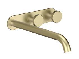 Supporting Image - Faucet Strommen Vara Disc Wall Basin / Bath Hostess Tap System Right Hand 250mm Trimset Brushed Admiralty Brass (6 Star) Lead Free