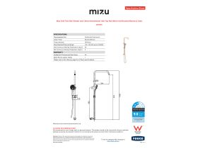 Specification Sheet - Mizu Drift Twin Rail Shower and 120mm Handshower Only with Top Rail Water Inlet Brushed Bronze (3 Star)