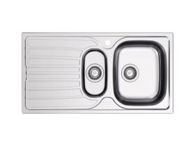 Hero - Posh Bristol 1 & 1/3 Bowl Sink 1 Taphole Right Hand Bowl with Drainer Stainless Steel