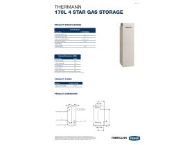 Specification Sheet - Thermann 4 Star Hot Water Unit 170ltr