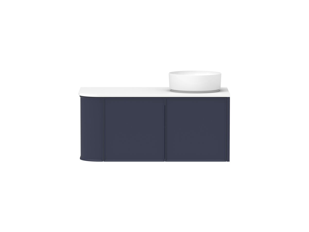 Hero - Kado Era Single Curve All Door 1050mm Wall Hung Vanity with Right Hand Basin 20mm Top Royal Battle Blue
