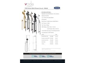 Specification Sheet - Voda Tide Deluxe 1 Function Slide Shower (3 Star)