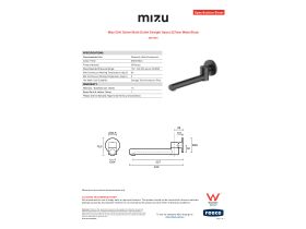 Specification Sheet - Mizu Drift Swivel Bath Outlet Straight Spout 227mm Matte Black