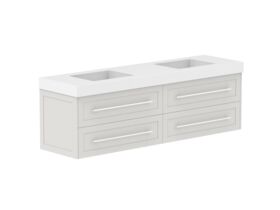 Supporting Image - Kado Lux All Drawer 1800mm Wall Hung Vanity Double Basin 90mm - Feather Grey - Angle