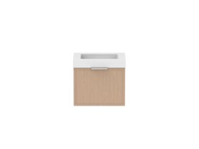 Supporting Image - Kado Lux Slim All Drawer 600mm Wall Hung Vanity with Centre Basin 90mm Top Blonde Oak