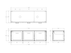 Kado Lux All Door 1500mm Double Bowl Wall Hung