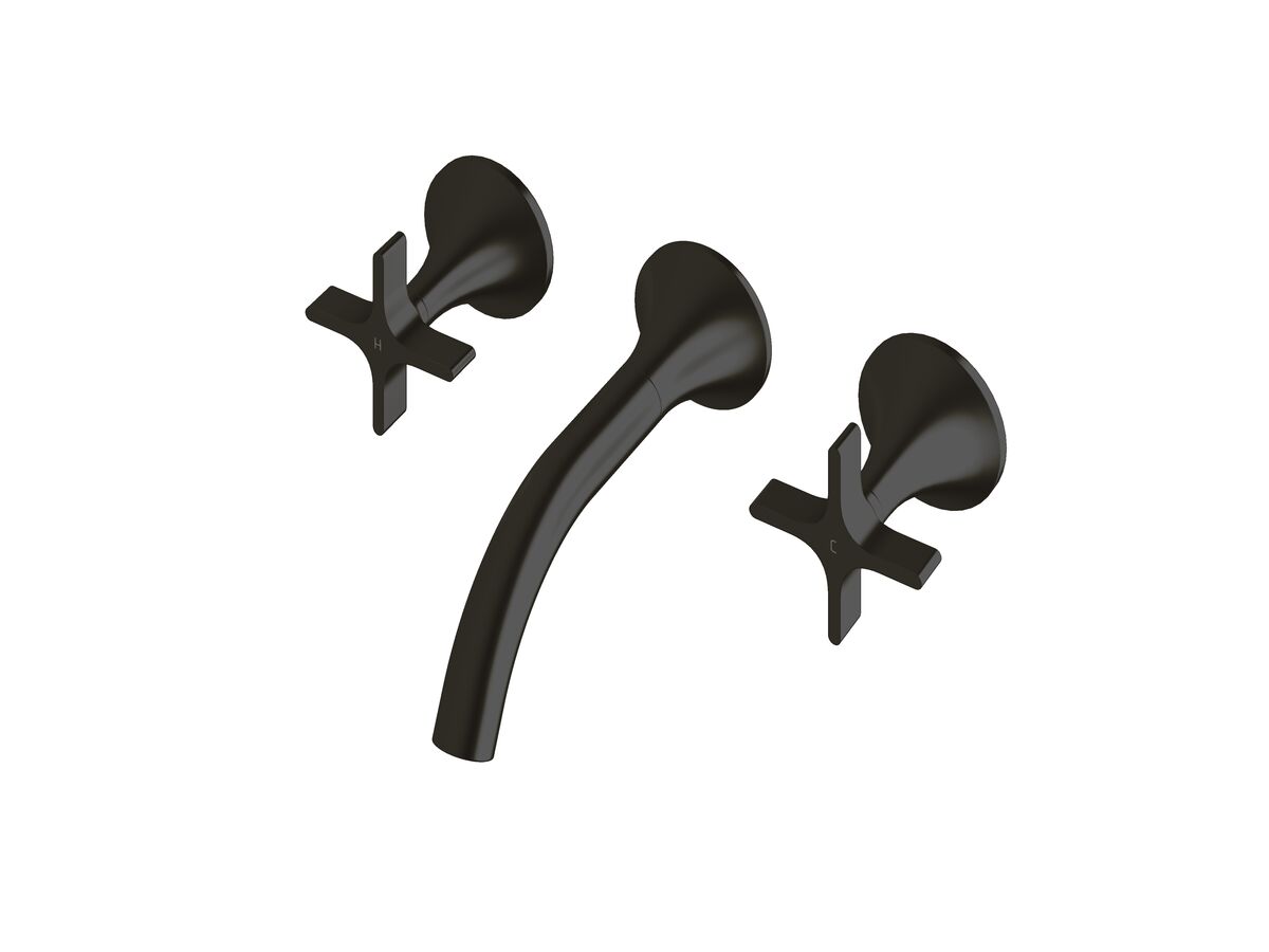 Sussex Oria Cross Wall Basin Set 165mm PVD Matte Black (5 Star)
