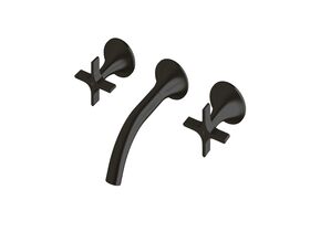 Sussex Oria Cross Wall Basin Set 165mm PVD Matte Black (5 Star)