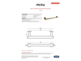 Specification Sheet - Mizu Drift Single Towel Rail 300mm Brushed Gold