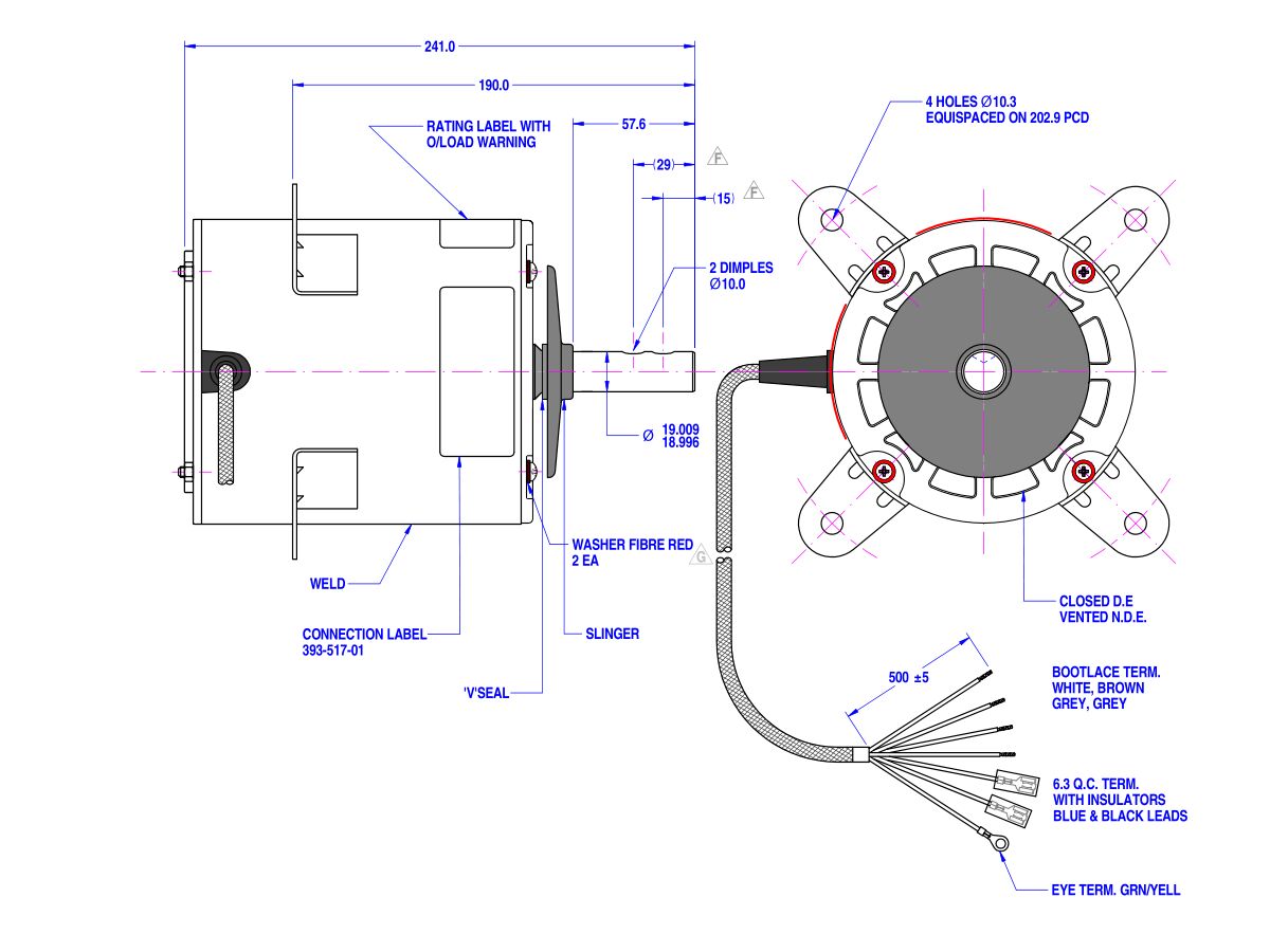 Fasco Fan Motor 240V 450W 808557NVB-B11
