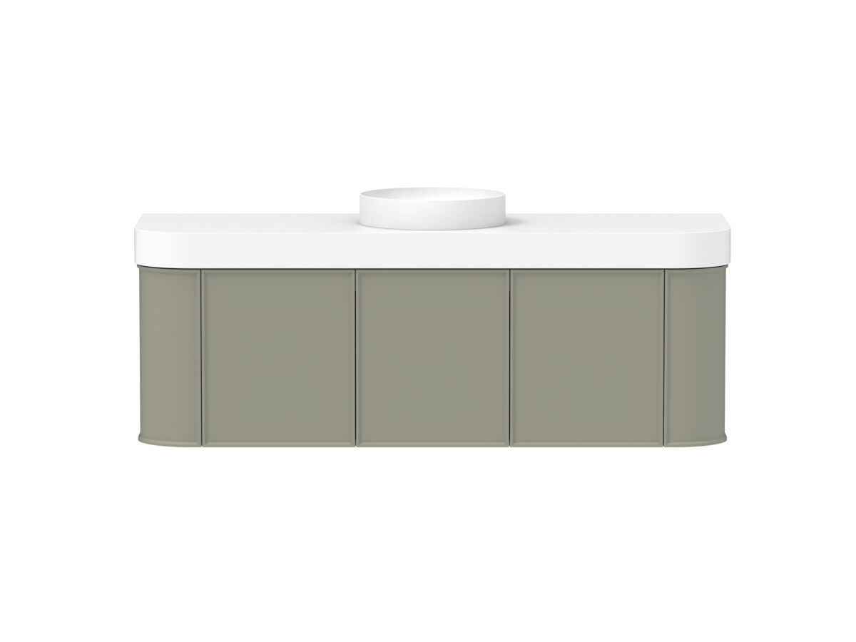 Supporting Image - Kado Era Double Curve All Door 1500mm Wall Hung Vanity Centre Basin 90mm Durasein Top Wolfram Green