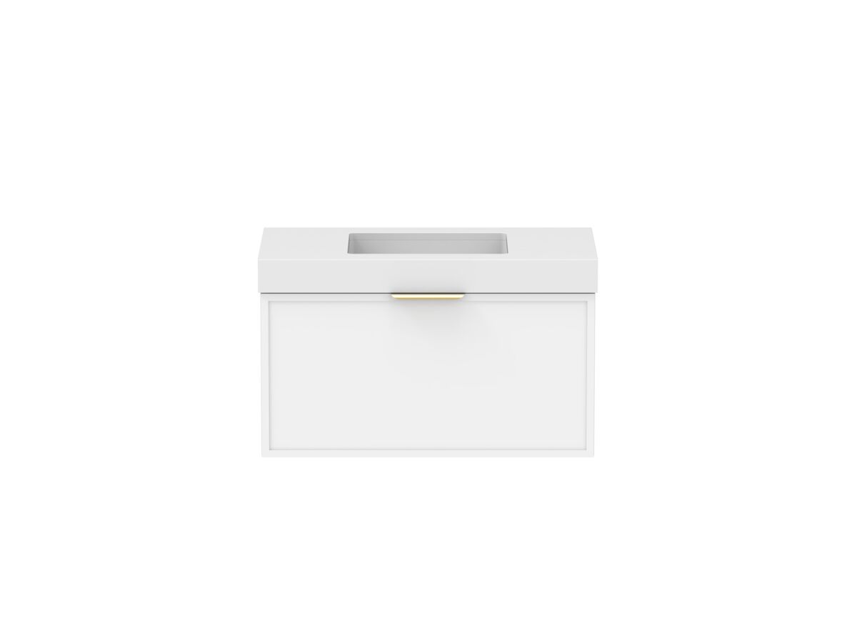 Supporting Image - Kado Lux Slim All Drawer 900mm Wall Hung Vanity with Centre Basin 90mm Top Matte White