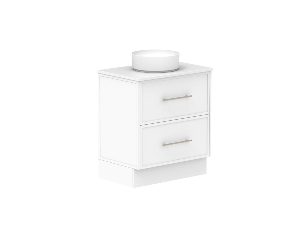 Supporting Image - Kado Lux All Drawer 750mm Floor Mounted Vanity Centre Basin 20mm - White Shaker Angle