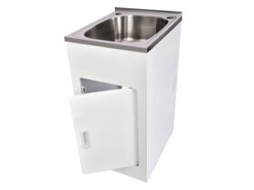 Supporting Image - Posh Bristol Mini Laundry Trough & Cabinet 22L with 1 Taphole and Bypass Stainless Steel