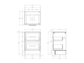 Kado Lux Floor Mounted 600mm with Kickboard 2 Drawer Single Centre Vanity (No Basin)