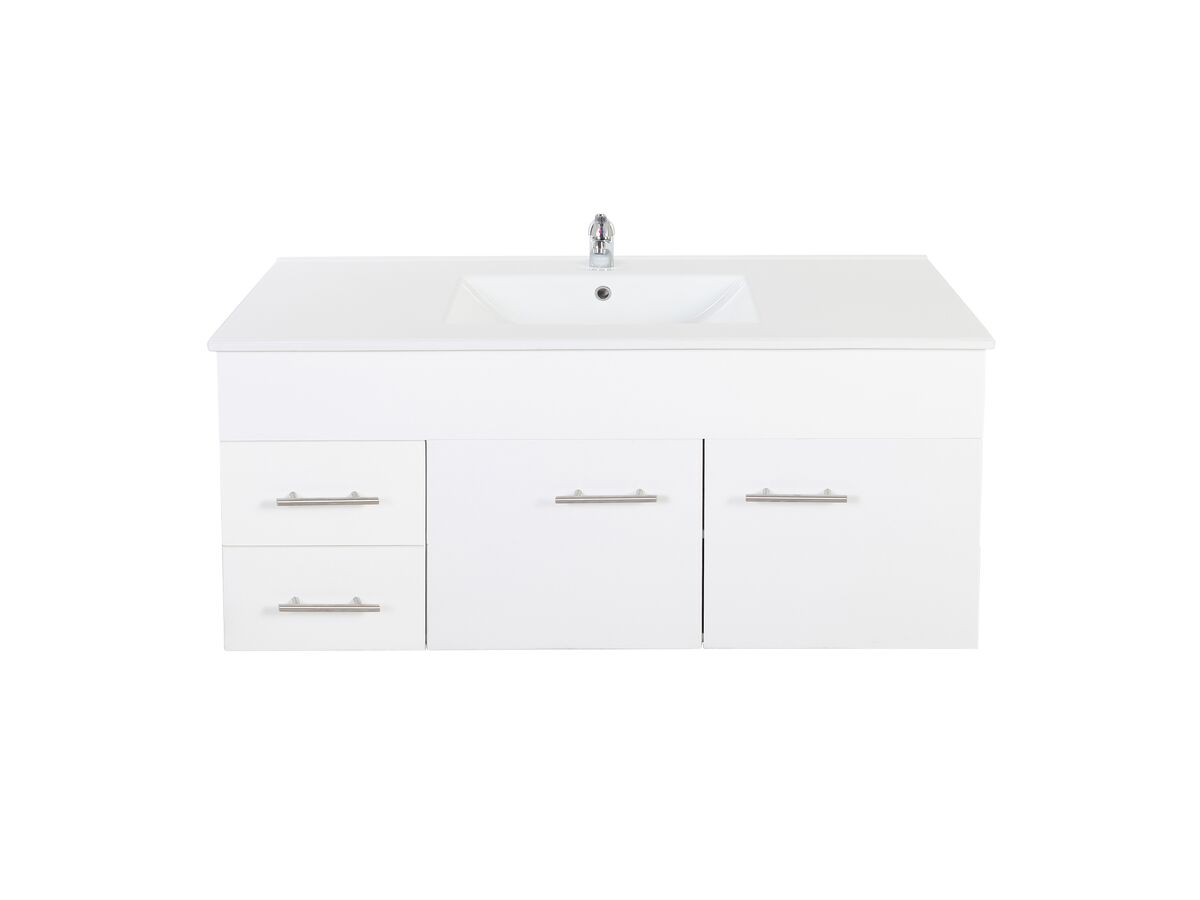 Posh Bristol MK2 1200mm Wall Hung Vanity Unit Centre Bowl 1 Taphole Left Hand Drawers