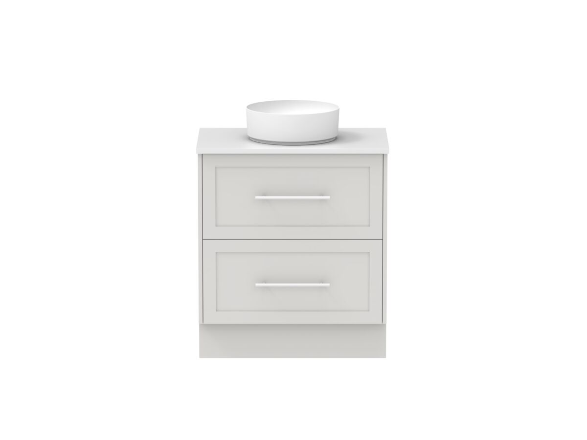 Hero - Kado Lux All Drawer 750mm Floor Mounted Vanity Centre Basin 20mm - Feather Grey - Front