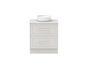 Hero - Kado Lux All Drawer 750mm Floor Mounted Vanity Centre Basin 20mm - Feather Grey - Front