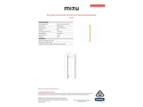 Specification Sheet - Mizu Soothe Vertical Heated Towel Rail (Less Transformer) Brushed Brass