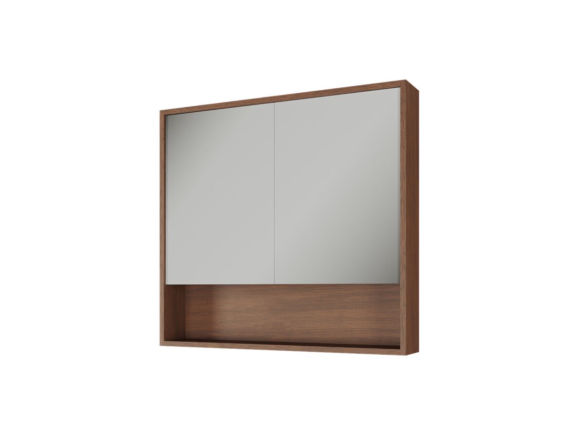 Supporting Image - Kado Aspect 900mm Mirror Cabinet Two Doors with Shelf - Florentine Walnut Side