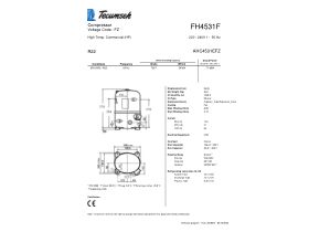 Technical Specifications - Tecumseh Compressor 2.5hp R22 MHBP FH4531F V