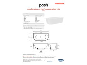 Specification Sheet - Posh Solus Back To Wall Freestanding Bath 1600mm