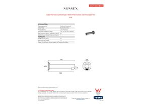 Specification Sheet - Scala Wall Bath Outlet Straight 160mm PVD Brushed Gunmetal Lead Free