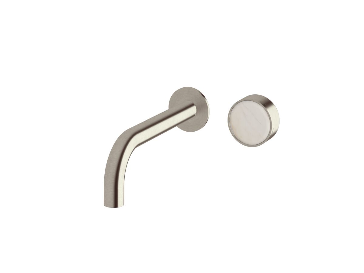 Supporting Image - Sussex Pure Elemental Progressive Wall Basin Mixer System 200mm PVD Brushed Nickel (3 Star) Lead Free with Aurora Insert